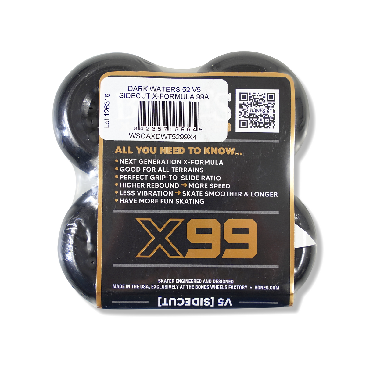 BONES X-FORMULA DARK WATERS 52MM99A BLK V5 – Leapsskateboarding