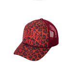 HARDIES HARDWEAR - RHINESTONE TRUCKERHATS - RED CHEETAR/BLACK
